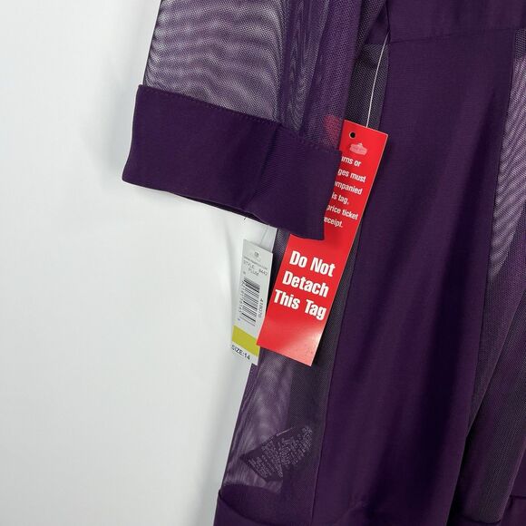 R&M Richards Women 14 Purple Formal Jacket 3/4 Sleeve Open Front Cardigan - Picture 7 of 10